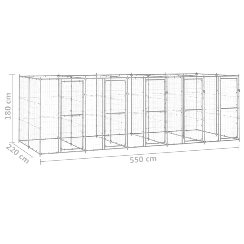 vidaXL Outdoor Dog Pen Pet Crate Kennel Cage Playpen House for Yard Steel