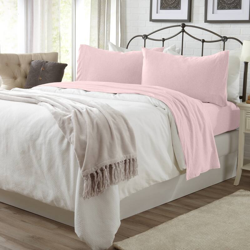 Premium Heathered Melange T-Shirt Jersey Knit Sheet Set