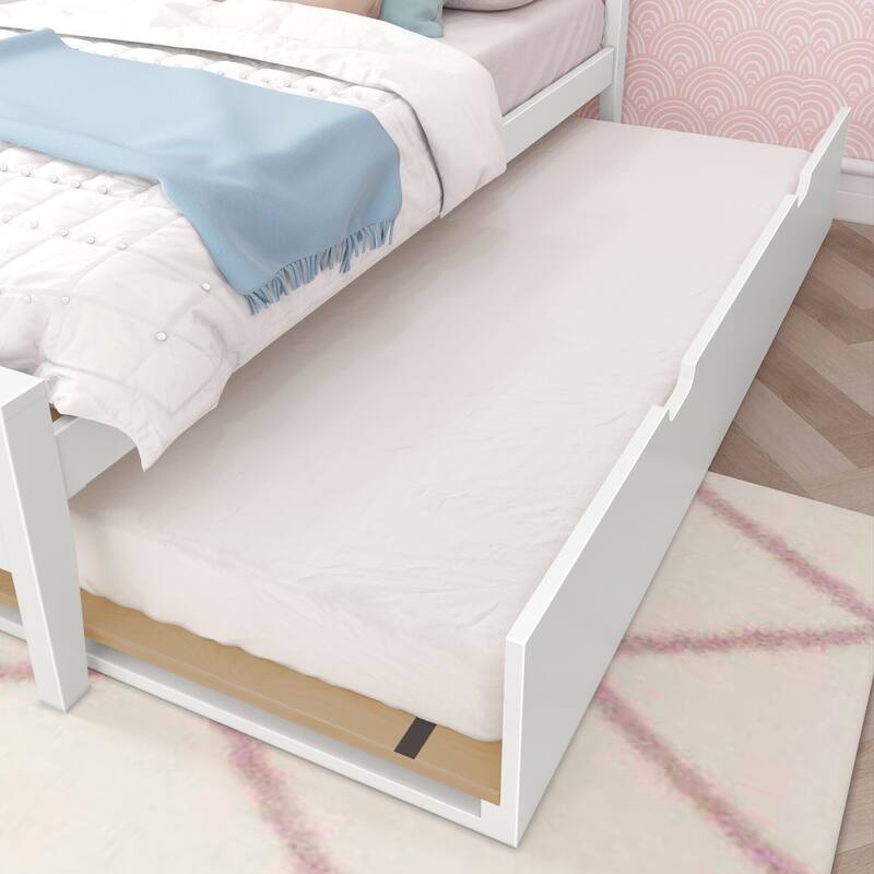 Max and Lily Twin-Size Bed with Panel Headboard and Trundle