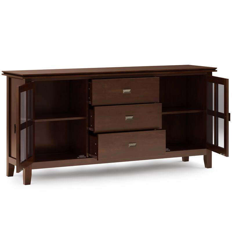 WYNDENHALL Stratford SOLID WOOD 60" Wide Contemporary Sideboard Buffet in Russet Brown - 17"d x 60"w x 30"h