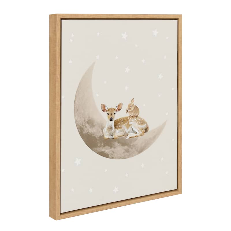 Kate and Laurel Sylvie On the Moon Framed Canvas by July Art Prints - 18x24 - Natural