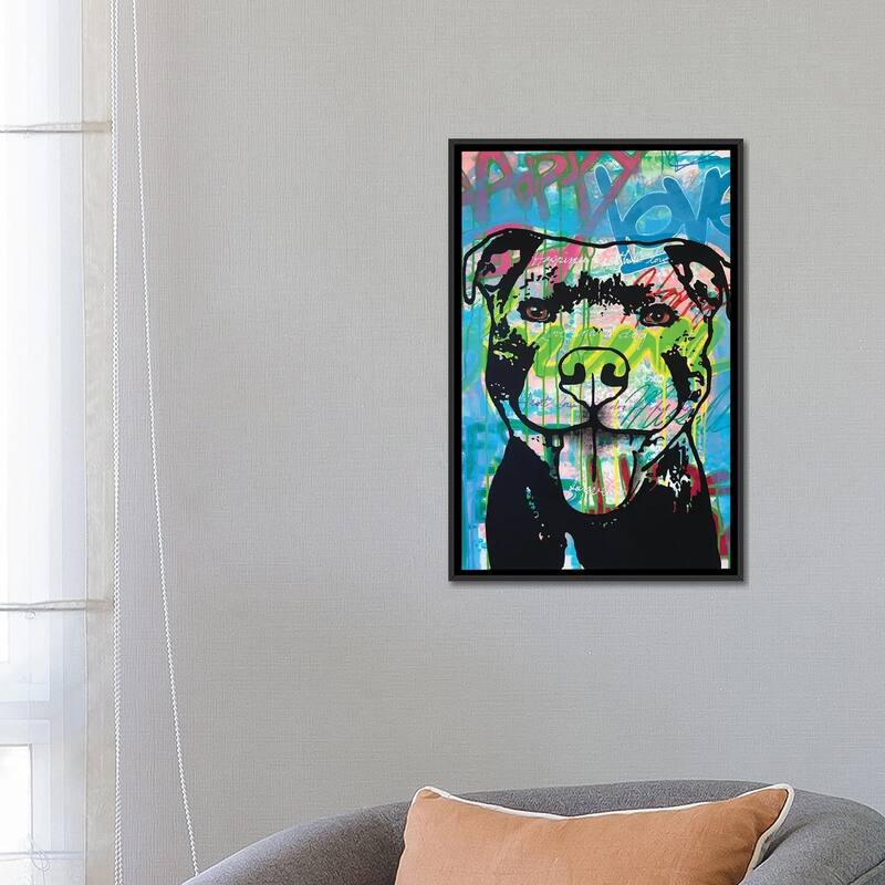 iCanvas "Happy Love Pitbull" by Dean Russo Framed