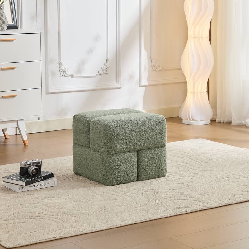 SEYNAR Modern 16.5''Faux Sherpa Square Cube Otttoman