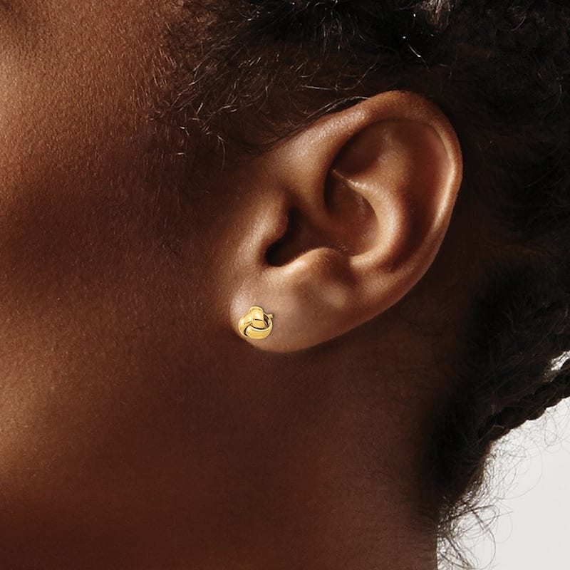 Curata 10k Yellow or Rose Gold 6.5mm Polished Love Knot Post Earrings