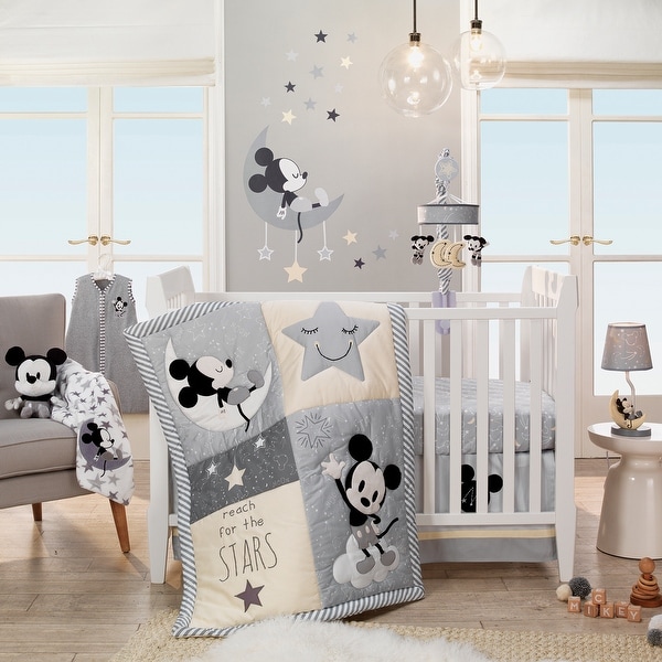 Disney Baby Mickey Mouse White Gray Celestial Fleece Blanket by