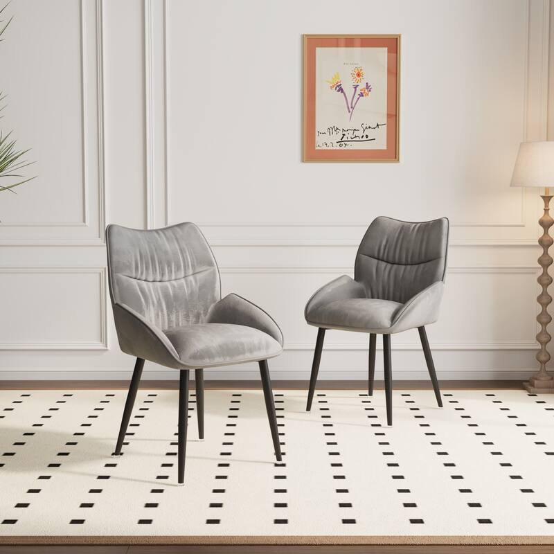 Modern Luxurious Velvet Dining Chair with High-Resilience Seat Cushion and Silent Foot Pad, for Dining Room, 2-Piece Set