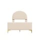 preview thumbnail 15 of 52, Bedroom Velvet Fabric Bed Frame with Classic Semi-circle Shaped Headboard and Metal Legs, Upholstered Platform Bed for Kids