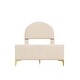 preview thumbnail 3 of 7, Beige Twin Size Upholstered Platform Bed with Classic Semi-circle Shaped Headboard and Metal Legs