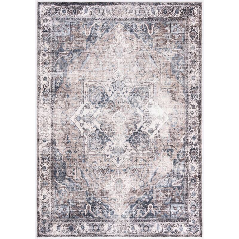 Abani Paloma PAL250A Vintage Brown and Grey Distressed Area Rug