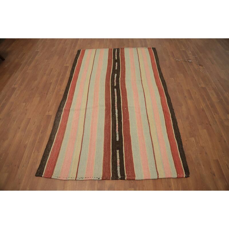 Hand Woven Oriental 100% Wool Carpet Southwestern Geometric Multi-Colored Kilim Area Rug - 7' 5'' X 4' 8''