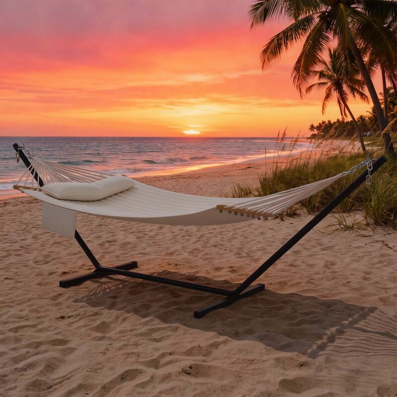 EROMMY Modern Portable Hammock, Hand-Woven Ropes, Anti-Tipping Design for Backyards, Beaches & Campsites