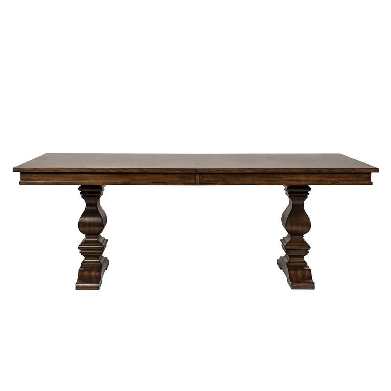 Armand Antique Brownstone 5 Piece Trestle Table Set