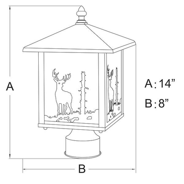 Bryce 1L Bronze Rustic Outdoor Deer Tree Post Light White Glass - 8-in W x 14-in H x 8-in D