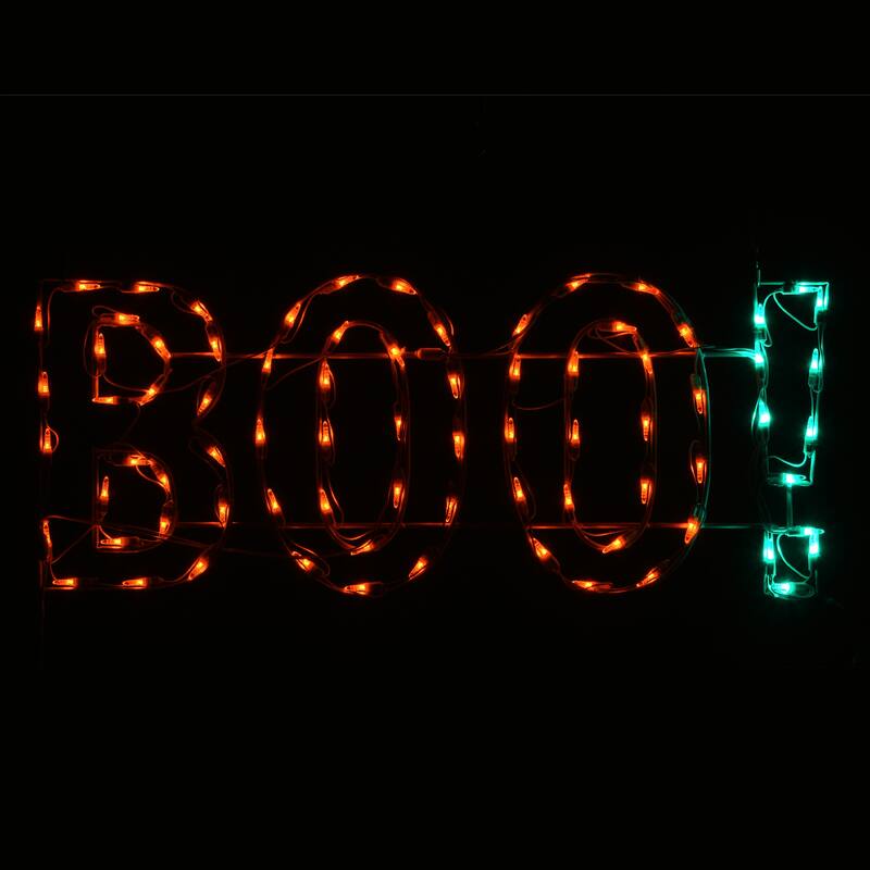 National Tree Company Halloween Lighted Sign Decoration, White, 'BOO!',LED Lights, Plug In, 3 Feet