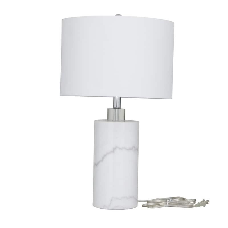 White Marble Thick Stand Room Table Lamp with Drum Shade