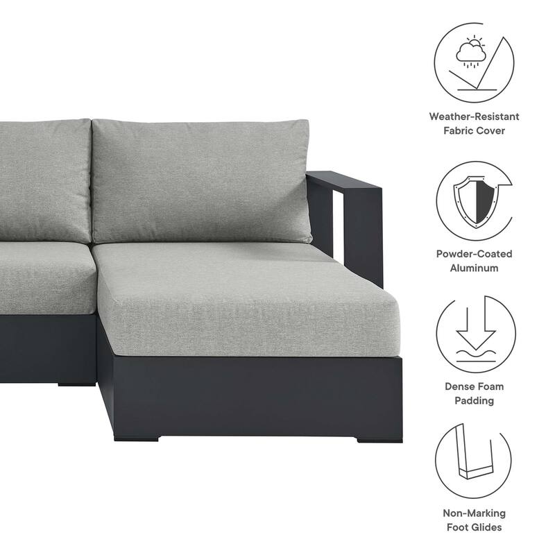 Tahoe Patio Aluminum 2-Piece Right-Facing Chaise Sectional Sofa Set