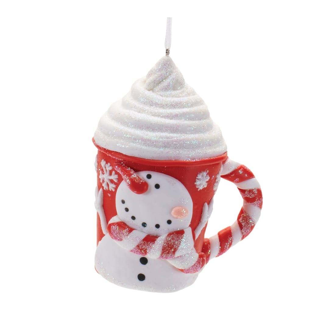 Set of 12 Snowman Cup Ornaments Red White Clay Dough 35 Inch - 2.75” x 2” x 3.5”