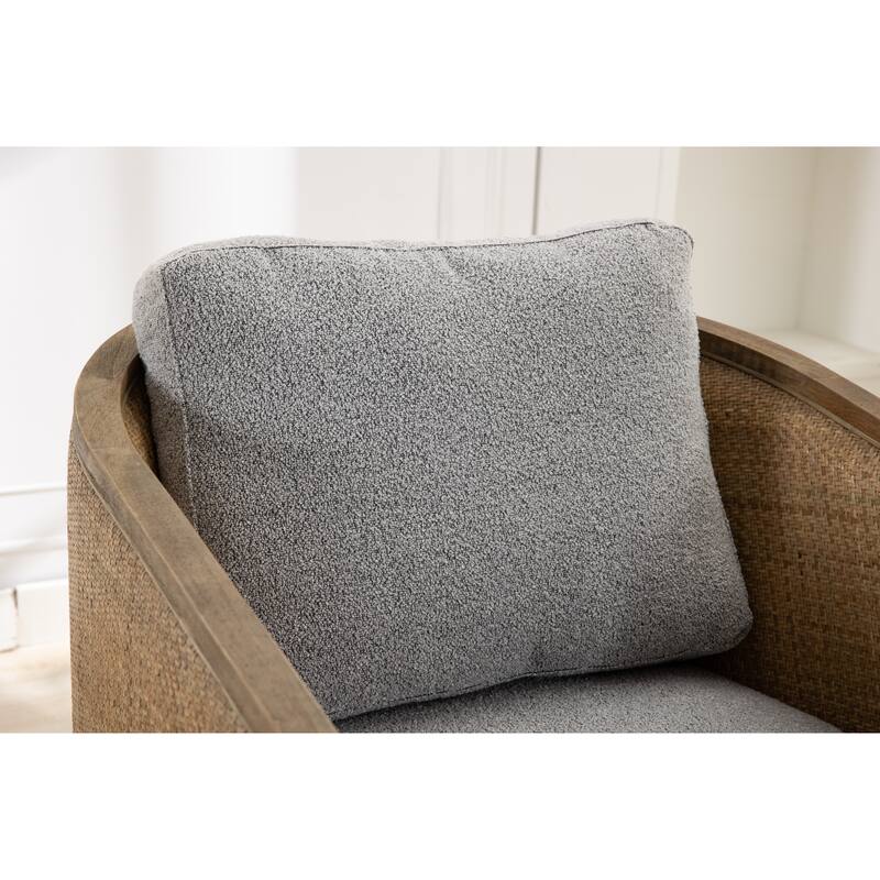 360 Degree Swivel Upholstered Accent Barrel Arm Chair