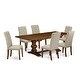 preview thumbnail 45 of 44, 7-Pc Kitchen Dinning Set with Rectangle Table and Parson Chairs - Distressed Jacobean Finish (Color Option)