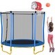 preview thumbnail 10 of 29, 5.5 FT Mini Toddler Kids Trampoline with Enclosure, Basketball Hoop