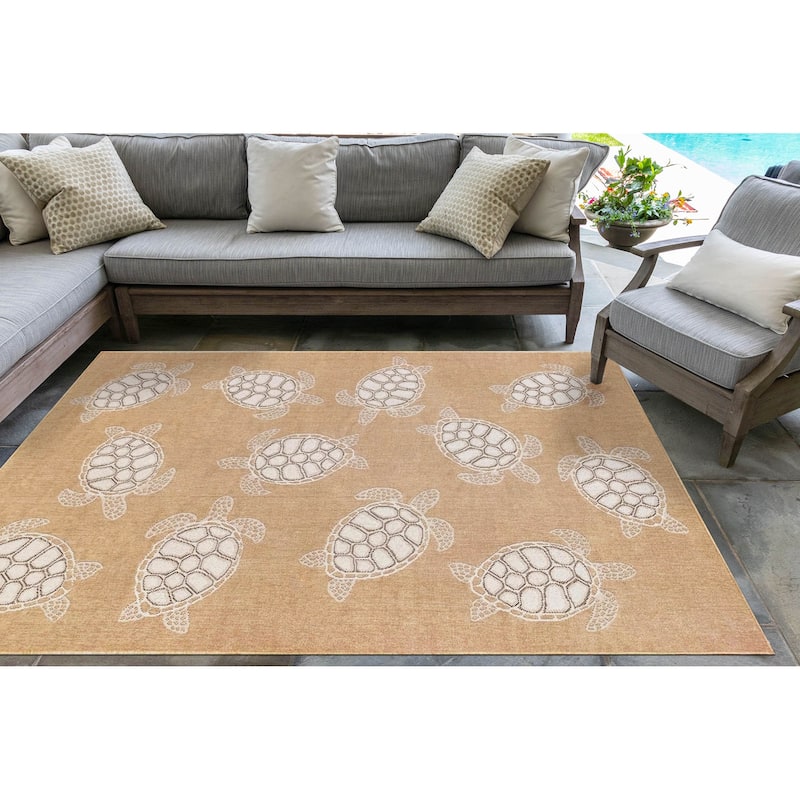 Liora Manne Carmel Collection Sea Turtles Indoor/ Outdoor Area Rug