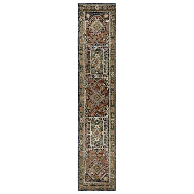 Style Haven Adalynn Tribal Bohemian Area Rug - 2' 6" x 12' - Blue/ Multi - Runner