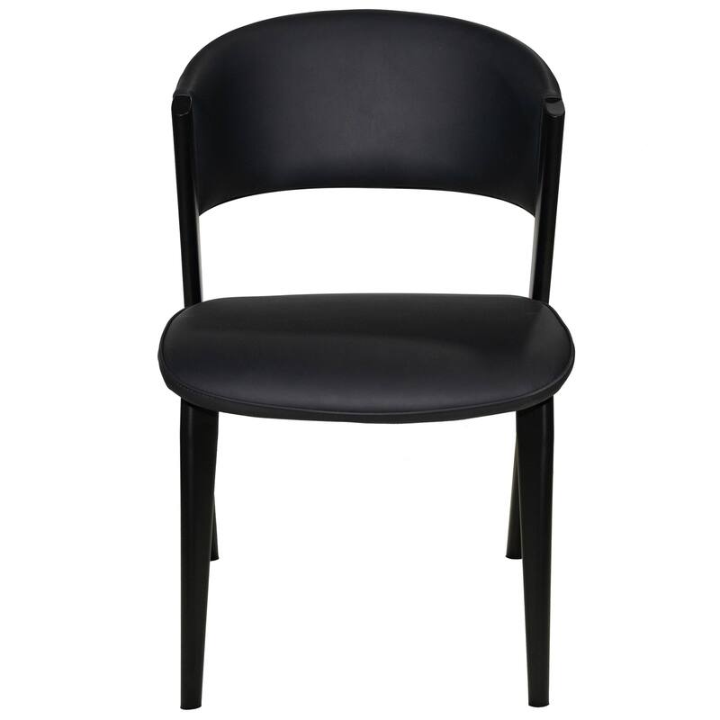Set of 4 Leather Dining Chairs - Accent Chairs with Sturdy Metal Legs & Cushioned Seats - Ideal for Dining Room or Living Space
