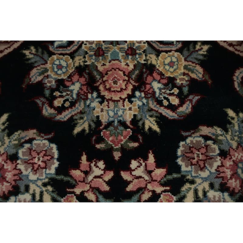 Hand Knotted Oriental 100% Wool Carpet Traditional Floral Black Aubusson Area Rug - 12' 4'' X 9' 0''