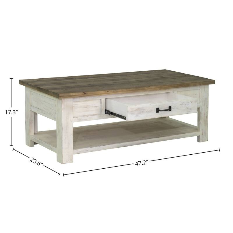 Laneta Reclaimed Pine Coffee Table, White/ Brown