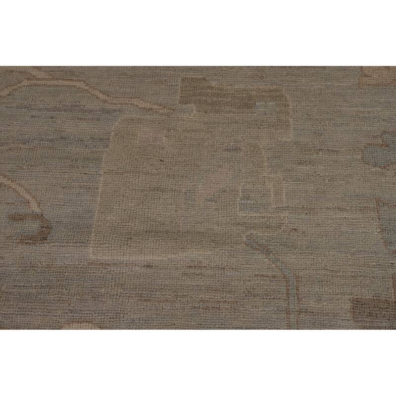 Vegetable Dye Floral Oushak Turkish Rug Handmade Wool Carpet - 9'10"x 14'3"