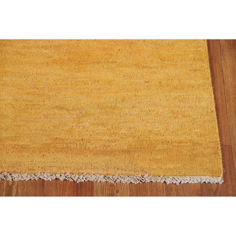 Yellow Modern Gabbeh Oriental Rug Handmade Wool Carpet - 3'2" x 4'8"