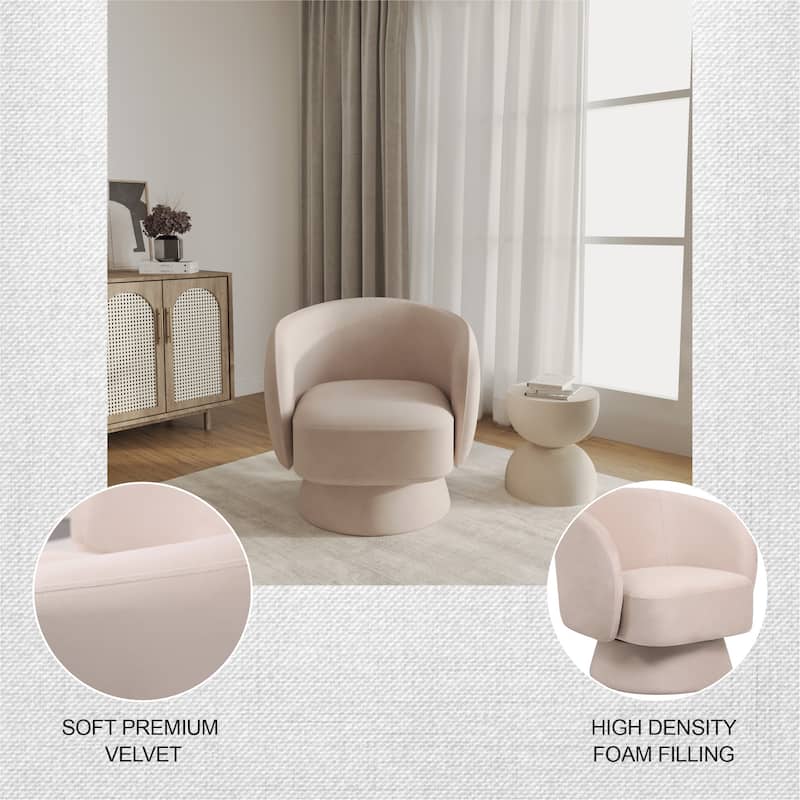 Raze Modern Teddy Bouclé Swivel Accent Chair - Comfy Curved Barrel Armchair for Living Room, Bedroom, or Nursery