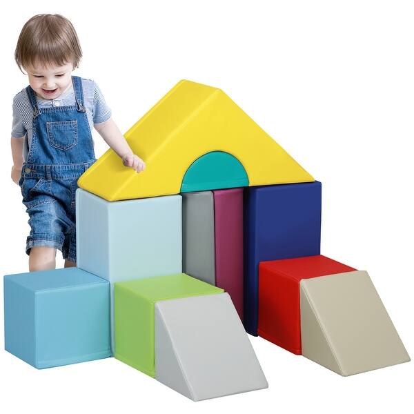slide 2 of 8, Foam Climbing Blocks for Toddlers, 11-Piece Baby Soft Foam Play Set, Climb and Crawl Activity Playset Building Blocks Multicolor