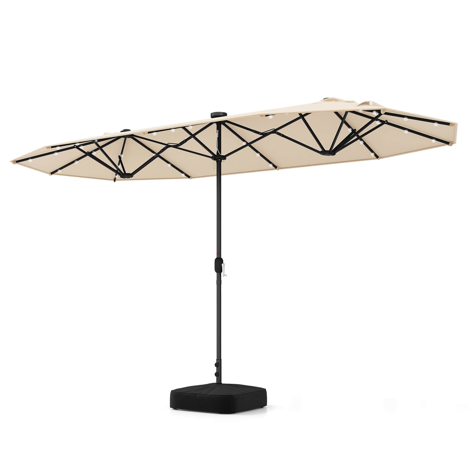 Costway 13FT Double-sided Patio Umbrella with Solar Lights Crank