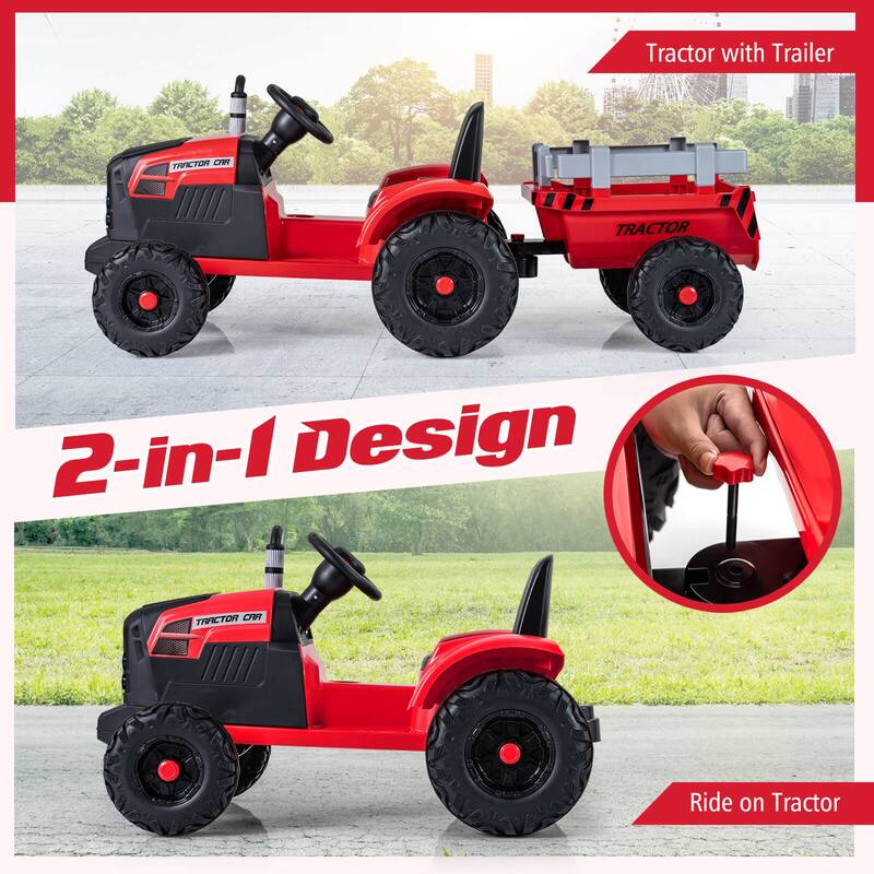 Costway 24V Ride On Tractor for Kids with Detachable Trailer Remote - See Details