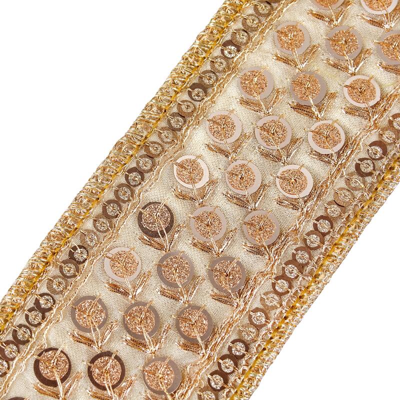 HGTV Home Collection Trim Metallic Dupioni Ribbon, Gold, 2.5 in - 2.5 in