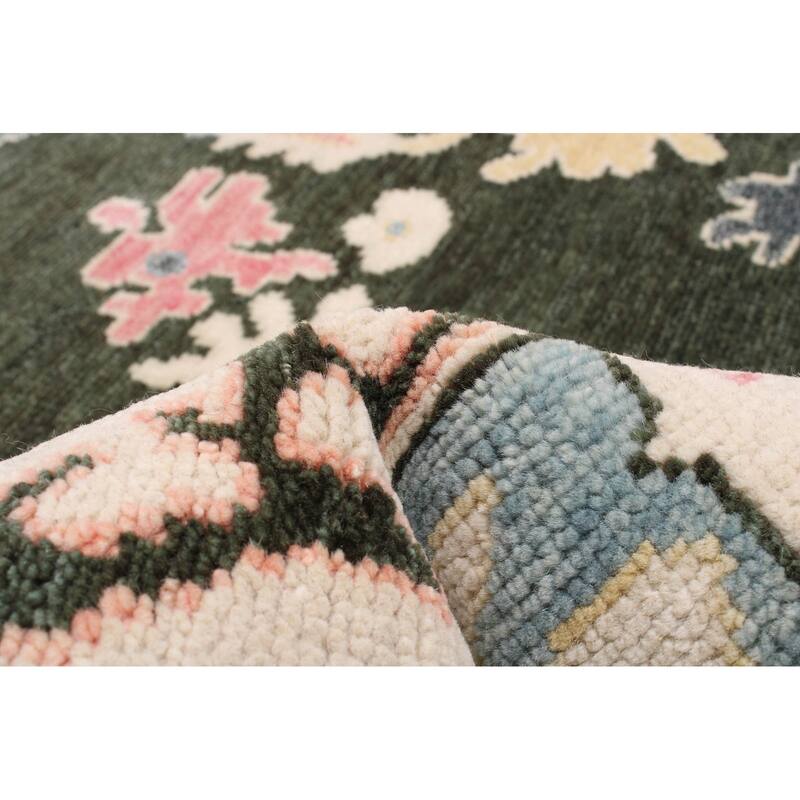 ECARPETGALLERY Hand-knotted Modern Oushak Dark Green Wool Rug - 7'10 x 9'11