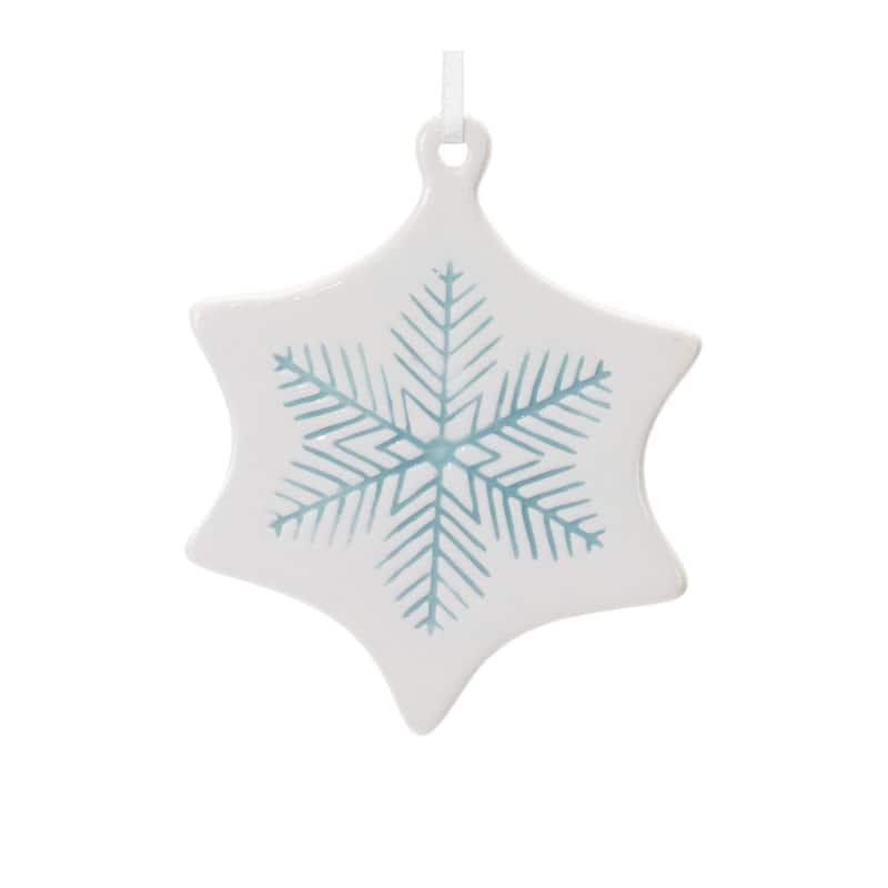 Club 24 White Blue Ceramic Snowman Bell Christmas Ornaments 8.5"
