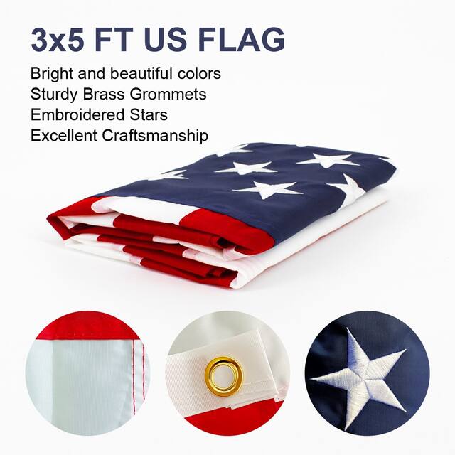3x5 FT 210D Polyester American Flag, US Flag Outdoor USA Flags