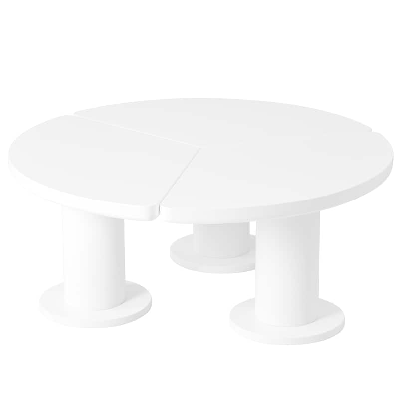 39.4" Round Petal-Shaped Coffee Table with 3 Thick Legs and Sleek Round Edges