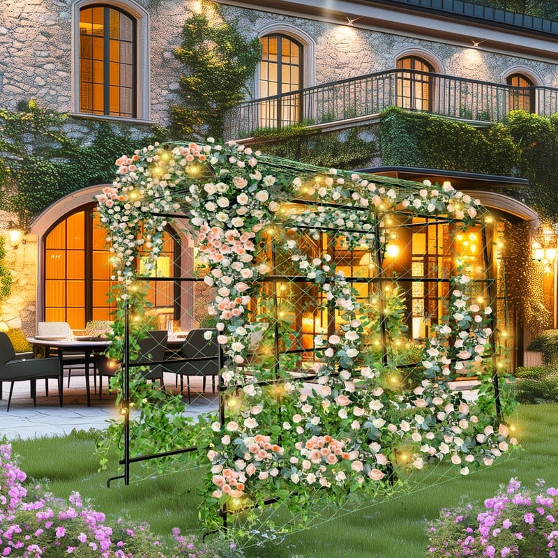 Vegetable Fruit Flower Trellis for Raised Bed Frame Garden Arch Metal Plant Support for Climbing Plants Cucumber Outdoor