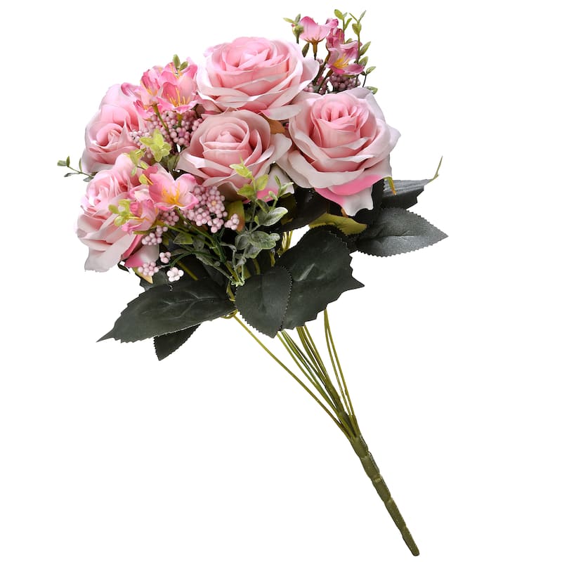 National Tree Company 18 in. Pink Rose Bundle