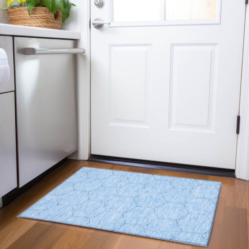 Premium Washable Super Soft Modern Contemporary Mayfield Rug - Sky - 1'8" x 2'6"
