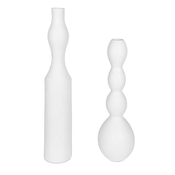 slide 2 of 3, Uttermost Forma White Ceramic Vases Large Set/2