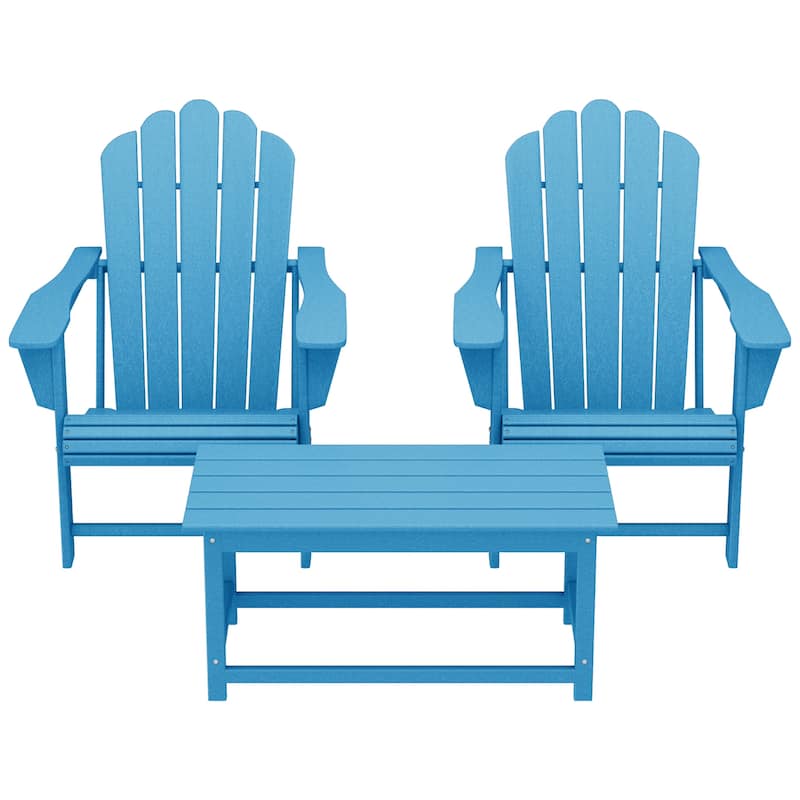 Aderson Outdoor Poly Adirondack Chair Set with Coffee Table - Pacific Blue