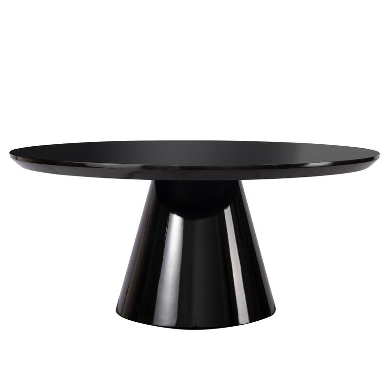 HomeRoots 35" Black Wood Round Pedestal Coffee Table - 35.43 in. x 15.75 in. x 35.43 in.