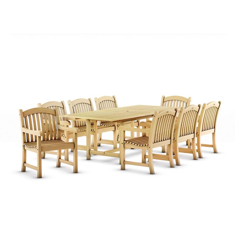 9pc Solid Teak Outdoor Patio Dining Set - 9 Piece