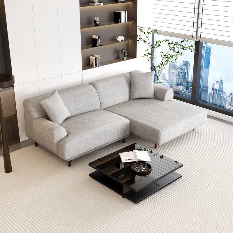 2-piece Sofa Couch Upholstered L-Shape Sectional Sofas Sets for Living Room - White