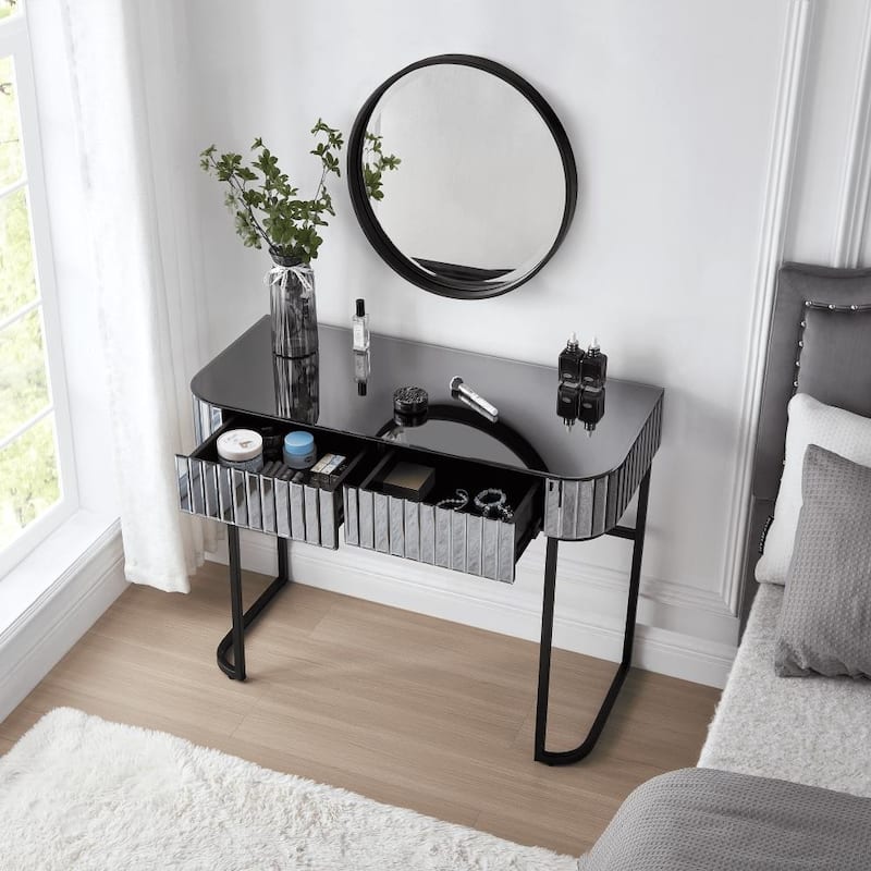 39" Modern Makeup Vanity Table with Stainless Steel Base (Mirror not included)