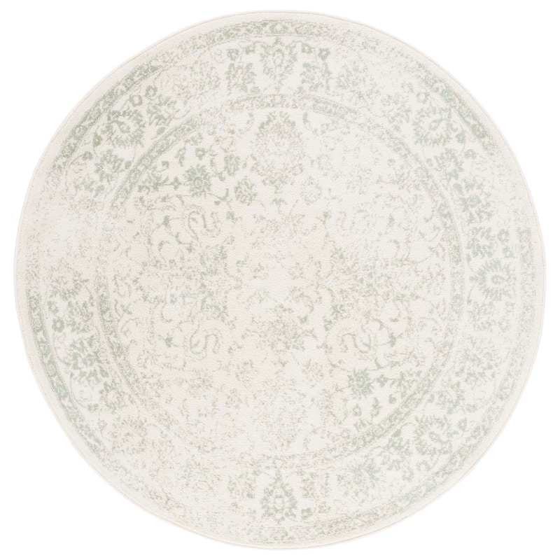 SAFAVIEH Adirondack Riin Rustic Shabby Chic Distressed Rug - 5' Round - Ivory/Sage